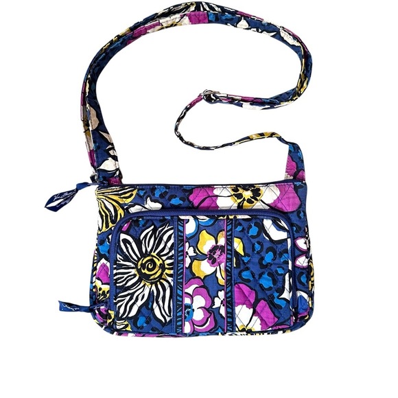 Vera Bradley Little Hipster Crossbody Bag African Violet Quilted Blue Womens - Picture 3 of 14
